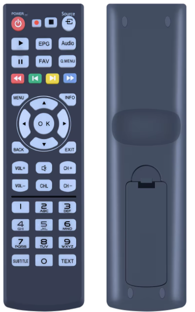 POLAR JX8030A TV remote control with buttons for various functions and a sleek design