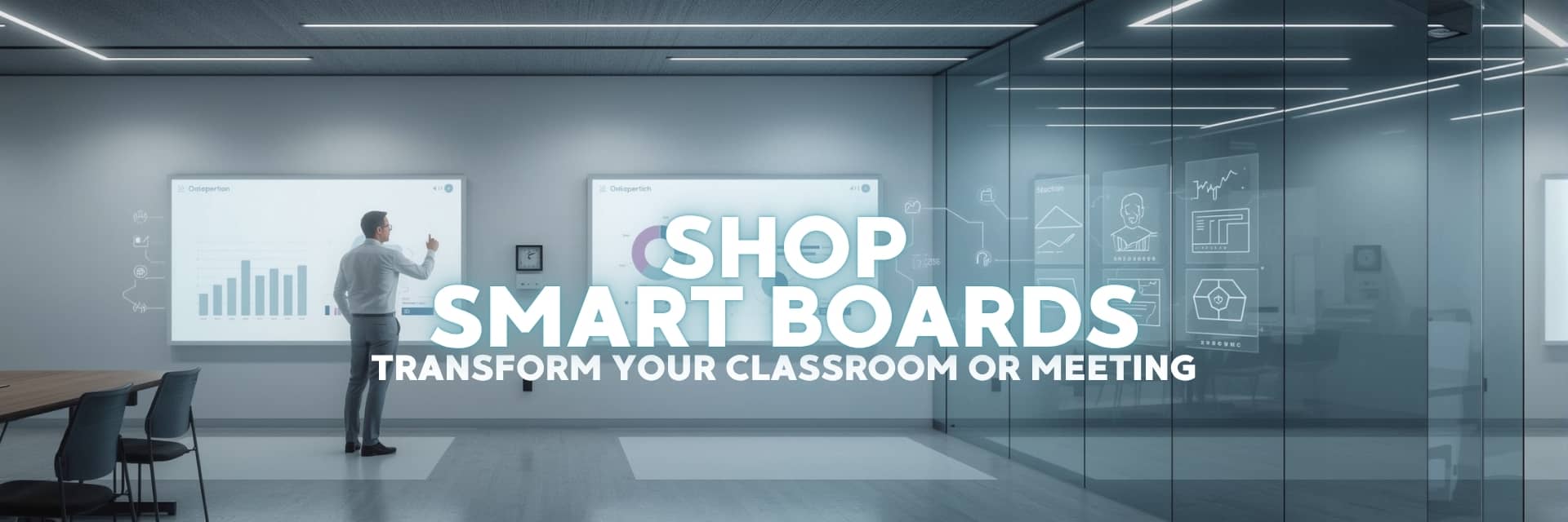 Smart boards banner featuring Samsung, ViewSonic, and Hisense interactive displays for education and business collaboration – NovaTech South Africa.