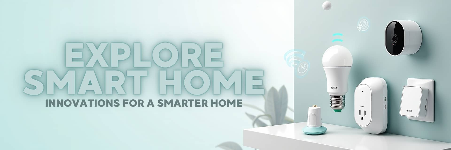 Smart home products banner featuring TP-Link smart plugs, bulbs, cameras, and switches for home automation and security – NovaTech South Africa.
