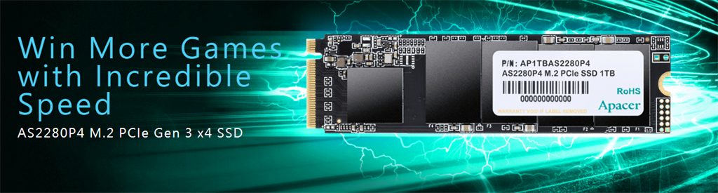 Apacer AS2280P4 512GB M.2 PCIe Gen3 NVMe SSD - Hard Drives/Storage