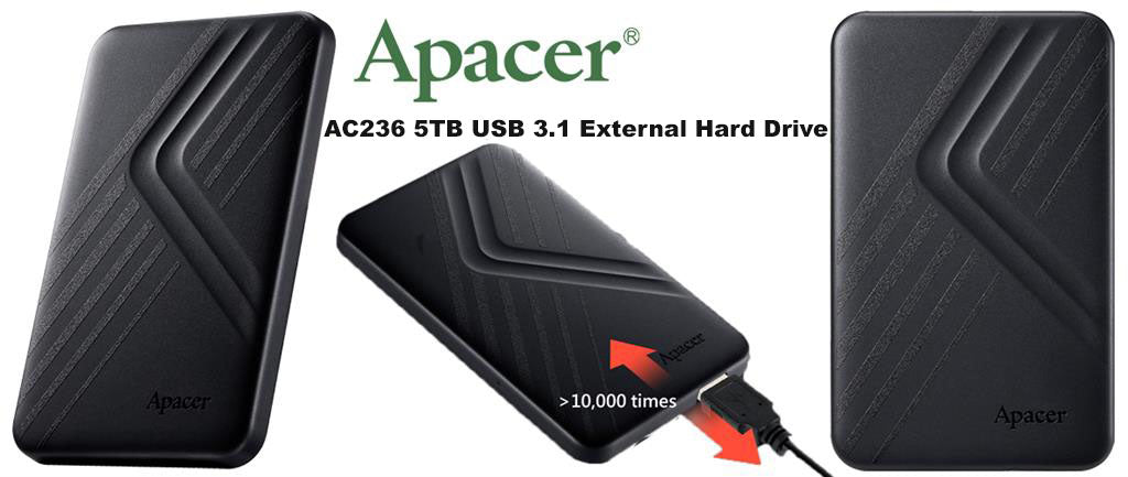 Apacer AC236 5TB USB 3.1 External Hard Drive - Hard Drives/Storage