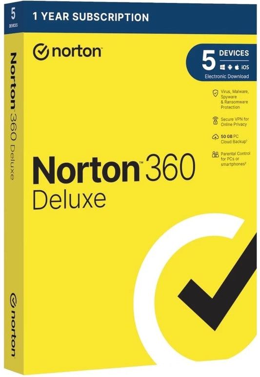 Norton 360 Deluxe - 1 Year 5 Devices - Computer Software