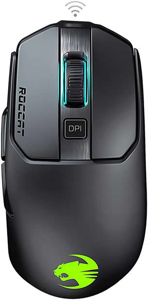Roccat Kain 200 AIMO Black Wireless Optical 16000 - Computer Gaming Hardware