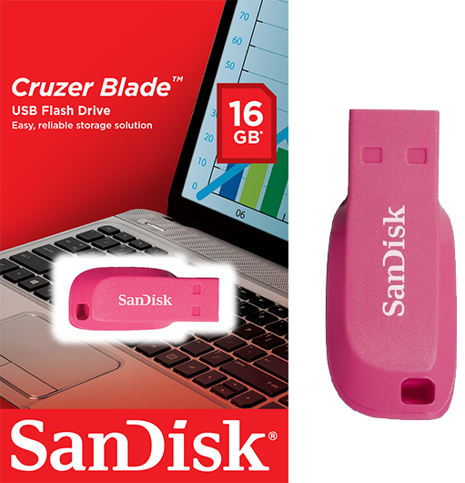 Sandisk Cruzer USB 16GB Flash Drive Pink - Flash Memory products