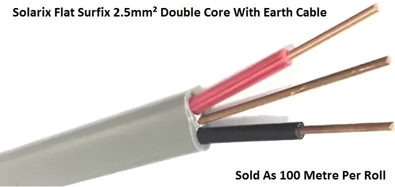 Solarix Flat Surfix 2.5mmÂ² Double Core With Earth - Renewable Power Solutions