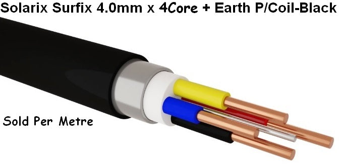 Solarix Surfix 4mm 4 Core With Earth Cable Black - Renewable Power Solutions