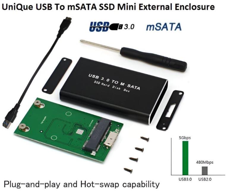 UniQue USB To mSATA SSD Mini External Enclosure - Hard Drive Enclosures