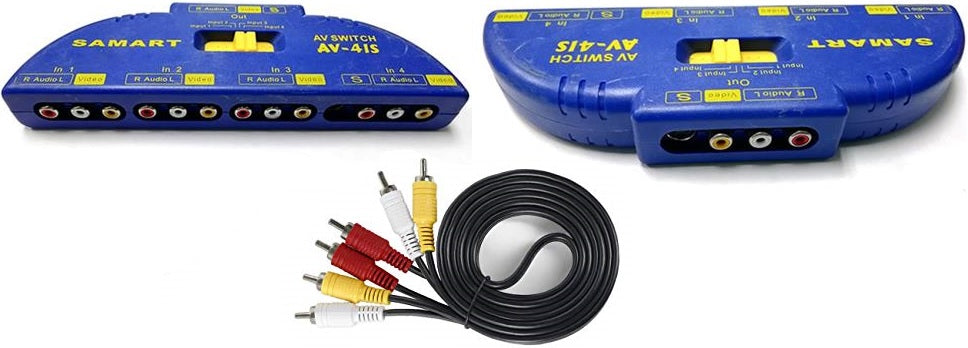 Geeko 4 Way RCA Splitter with 4 Way Audio - Computer Monitor Accessories